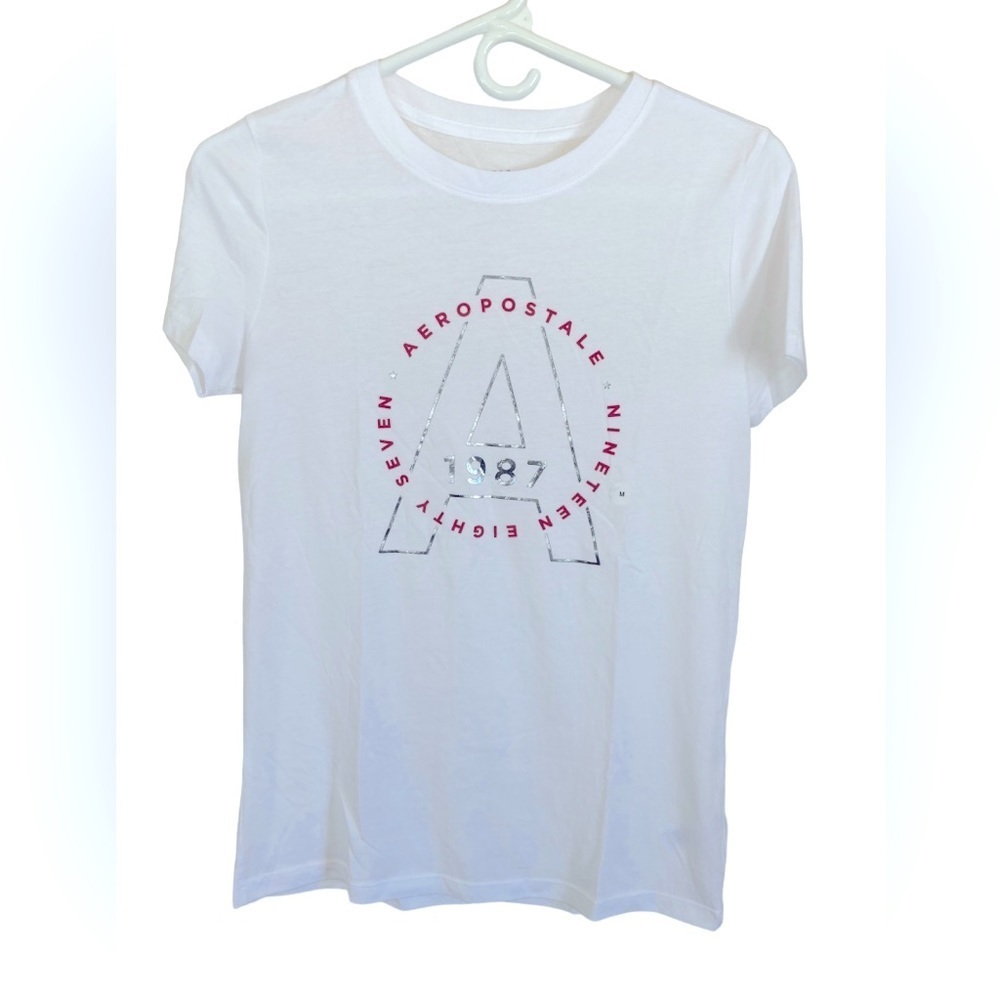 Aeropostale White‎ Logo Classic Crew Size M